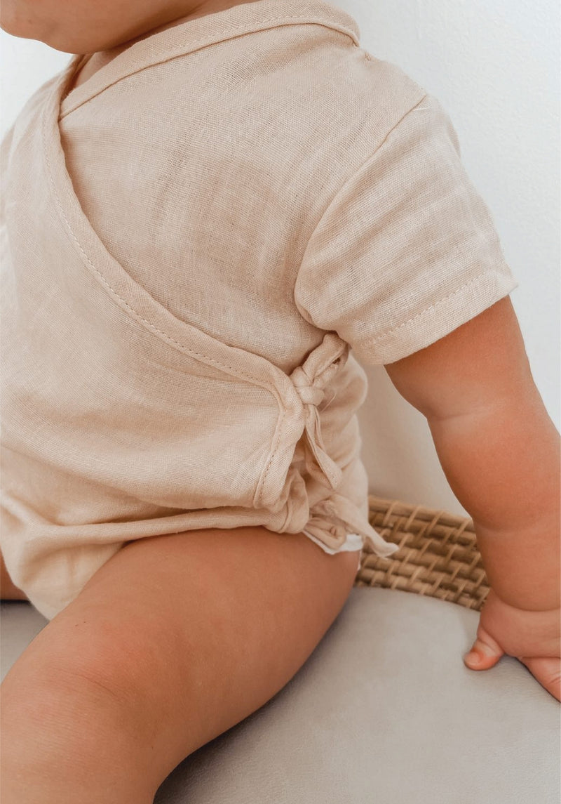 Miann & Co Baby - Knit Wrap Bodysuit - Oatmeal