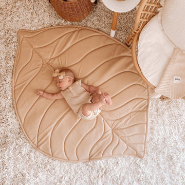 Vegan Leather Quilted Play Mat Leaf | Nude